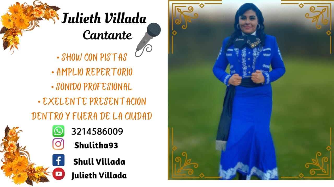 Cantante Julieth Villada, ameniza sus eventos 