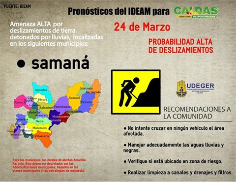 Derrumbe tap� parte de la v�a Saman�-Victoria, en Caldas
