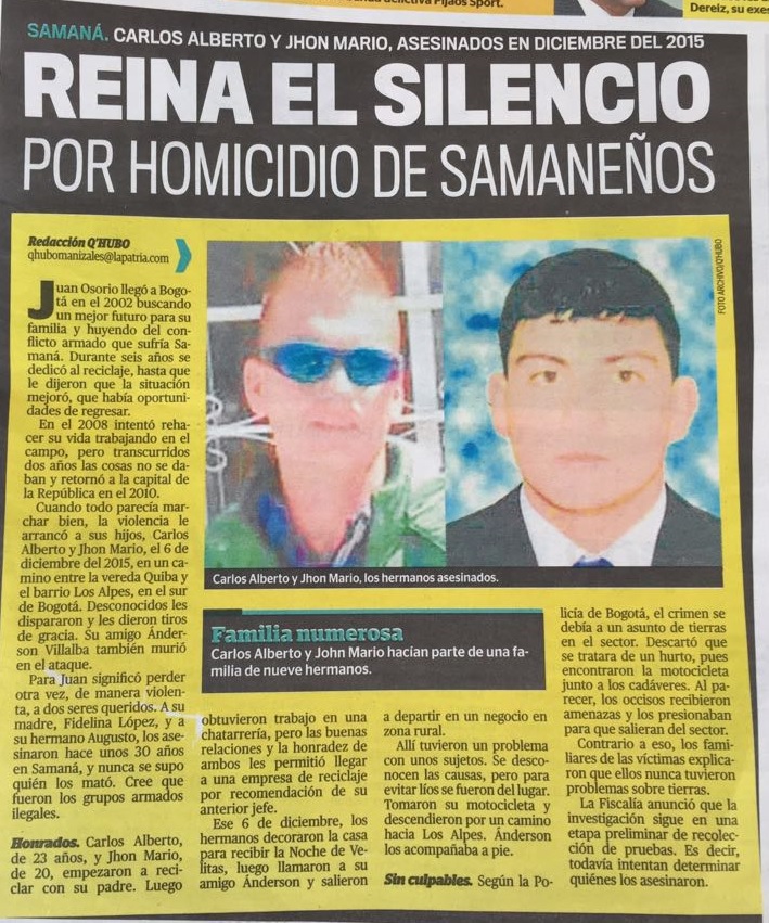 Reina el silencio por homicidio de samane�os