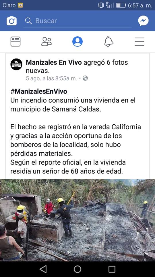 INCENDIO CASA EDUARDO RODRIGUEZ VEREDA CALIFORNIA