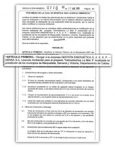 MIEL II YA TIENE LICENCIA AMBIENTAL