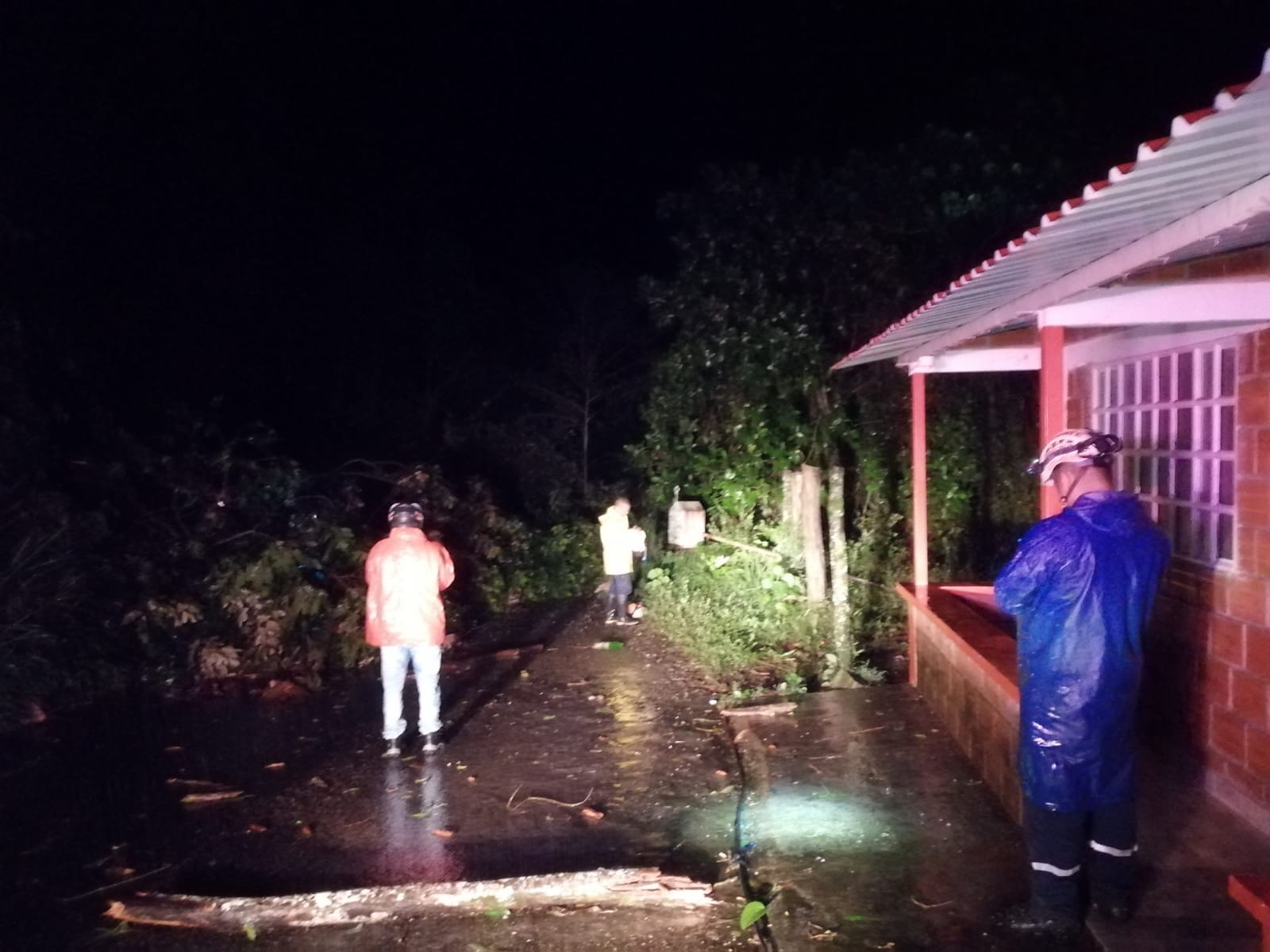 DEFENSA CIVIL Y BOMBEROS ATENDIENDO CA�DA DE �RBOLES EN V�A SAMAN�