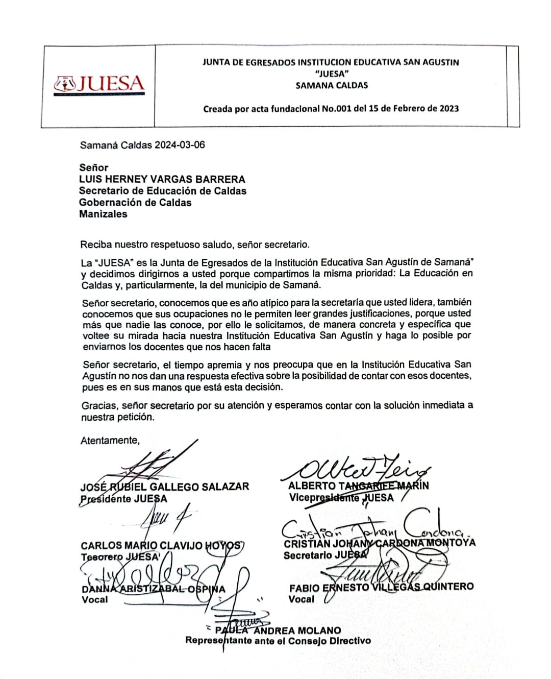 SOLICITUD DE DOCENTES PARA EL MUNICIPIO