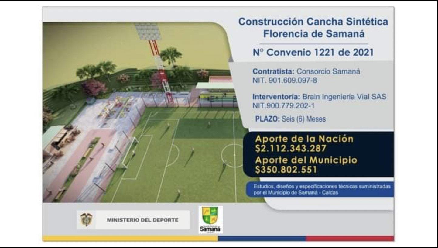LA OBRA DE LA CANCHA DE F�TBOL EN EL CORREGIMIENTO DE FLORENCIA SE REINICIAR� 