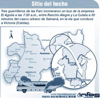 LAS FARC QUEMAN BUS, MATAN A CONDUCTOR Y ROBAN A PASAJEROS