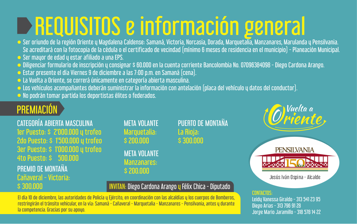 Evento: 1ERA CARRERA CICL�STICA VUELTA AL ORIENTE