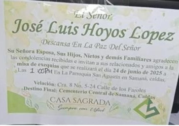 Deceso de: JOSE LUIS HOYOS LOPEZ